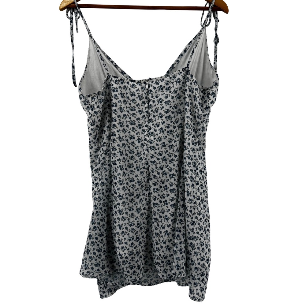 Her Empire Y2K Blue White Floral Mini Dress Size Large Boho Babydoll Cottagecore - Picture 10 of 11